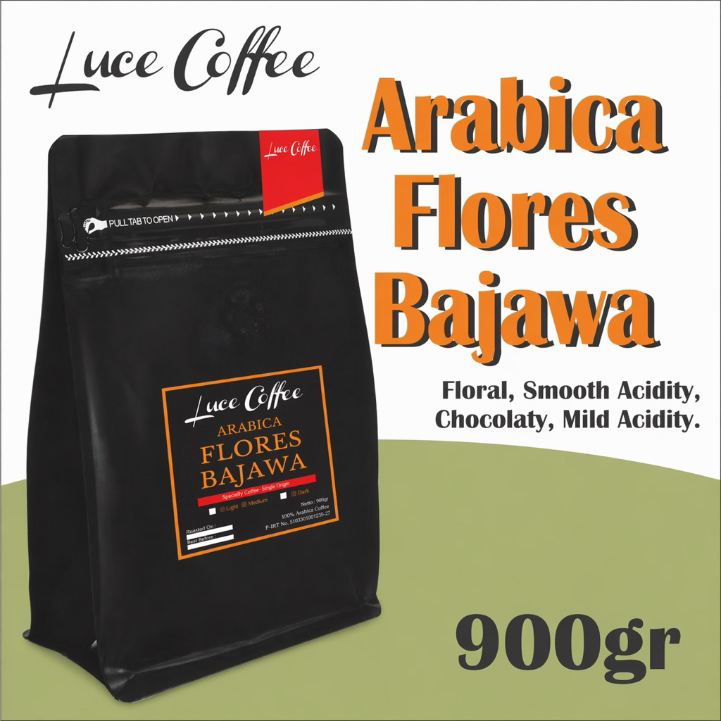 Luce Coffee Kopi ARABICA Flores Bajawa 900gr Fresh Roast Biji/Bubuk Floral & Sweet