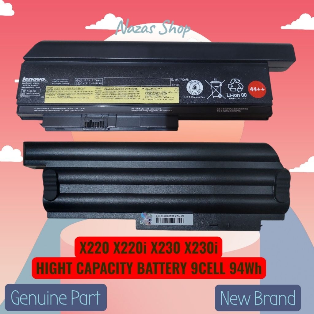 Battery Batre Baterai Laptop Lenovoo ThinkPad X220 X230 X220i X230i 44++ 9Cell  11.1V 7740mAh