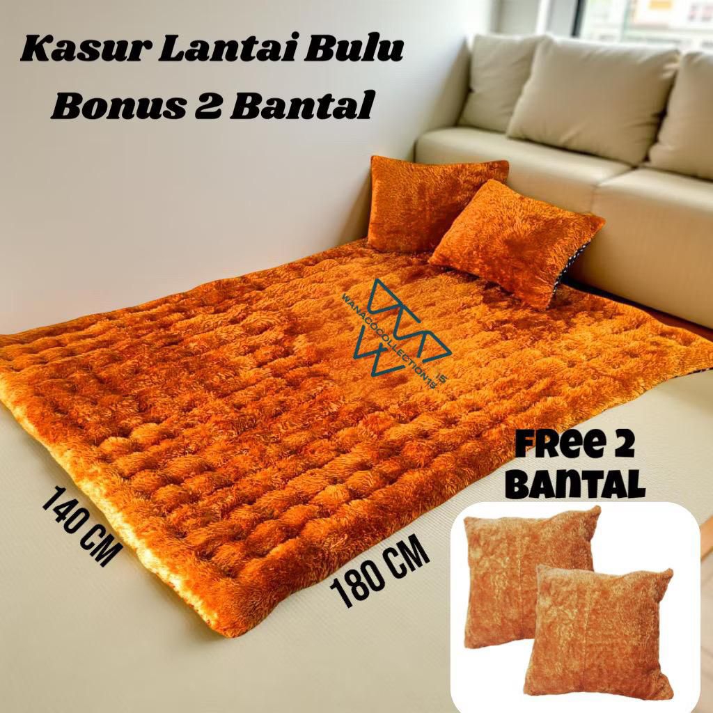 Kasur lantai gender bulu rasfur tebal empuk free 2 bantal/kasur gender bulu rasfur jumbo