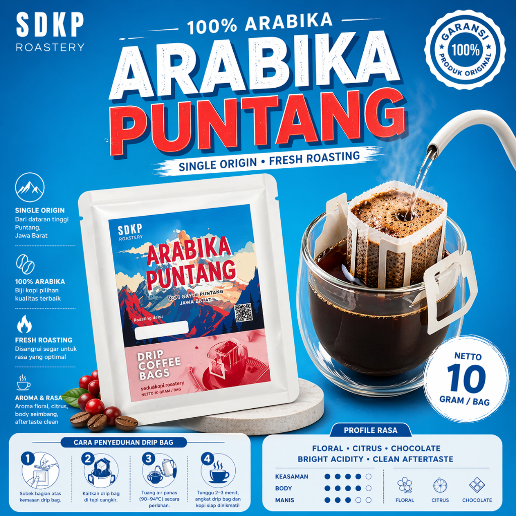 Kopi Arabika Puntang - Drip Bag Sachet - Fresh Roast - Single Origin