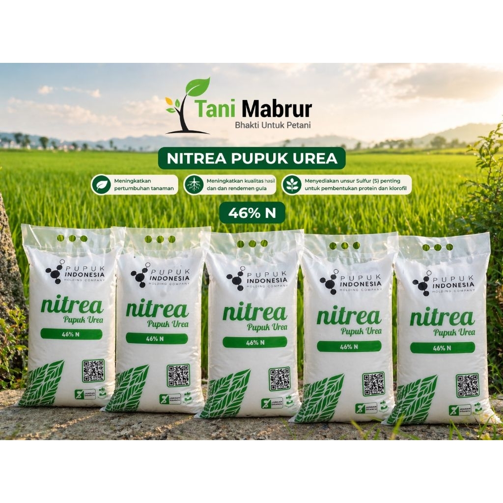 Urea Nitrea 25KG -Pupuk Nitrogen Tinggi , Mudah Larut, Tingkatkan Kesehatan Tanaman, Cepat Diserap