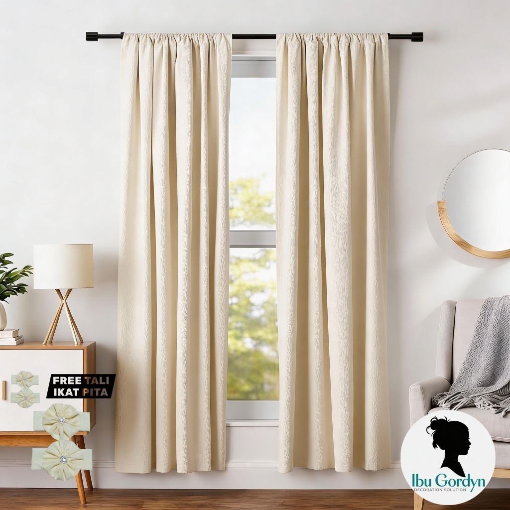 gorden jendela polos embos/ gorden pintu ukuran 200x120