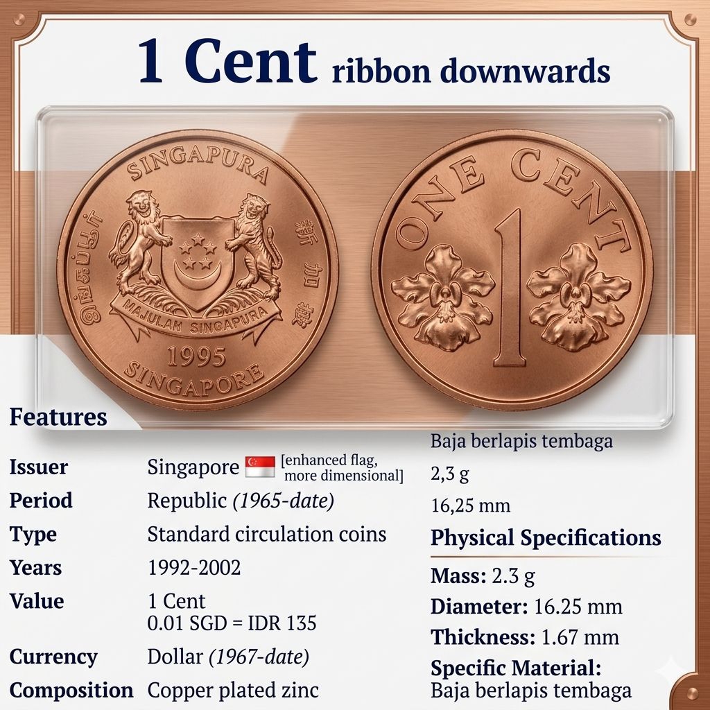 One Cent Koin Singapore 1Cent Tembaga best Quality