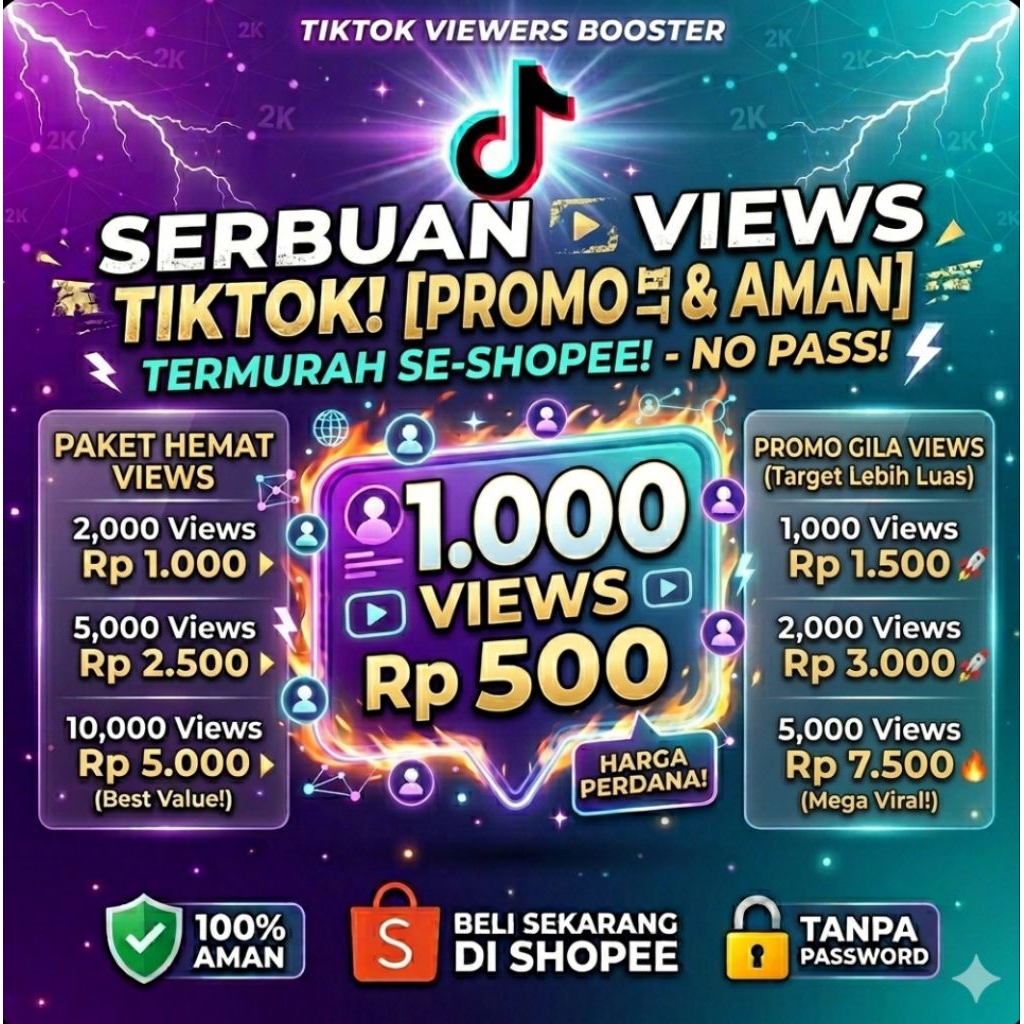 Jasa View TikTok Murah [FAST] - Tambah Views TikTok Video FYP Aman & Permanen - Tanpa Password Link 