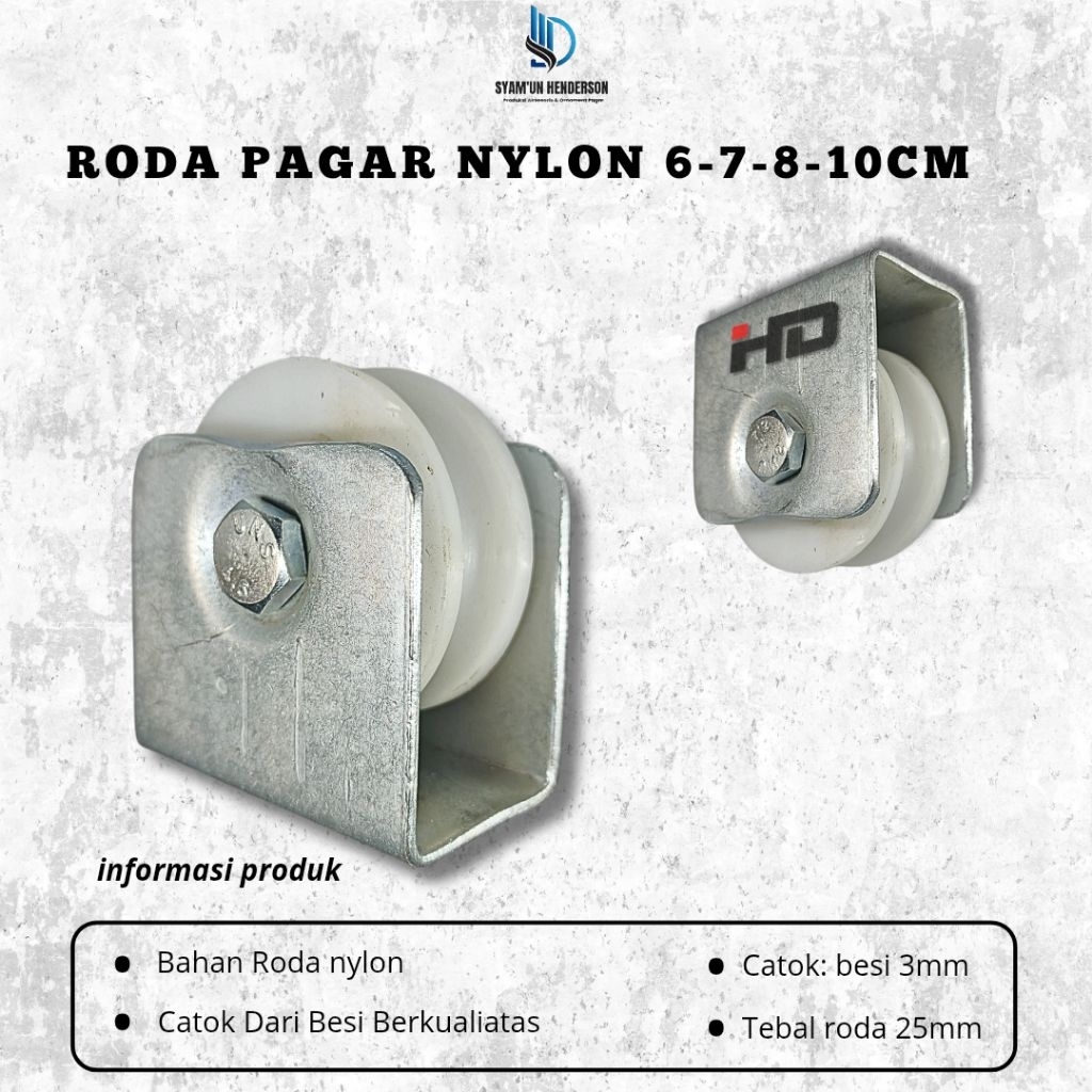 (ORIGINAL) Roda Nylon Ukuran 6cm - 7cm - 8cm | Roda Nilon Anti Brisik - Roda Pagar Nylon/nilon