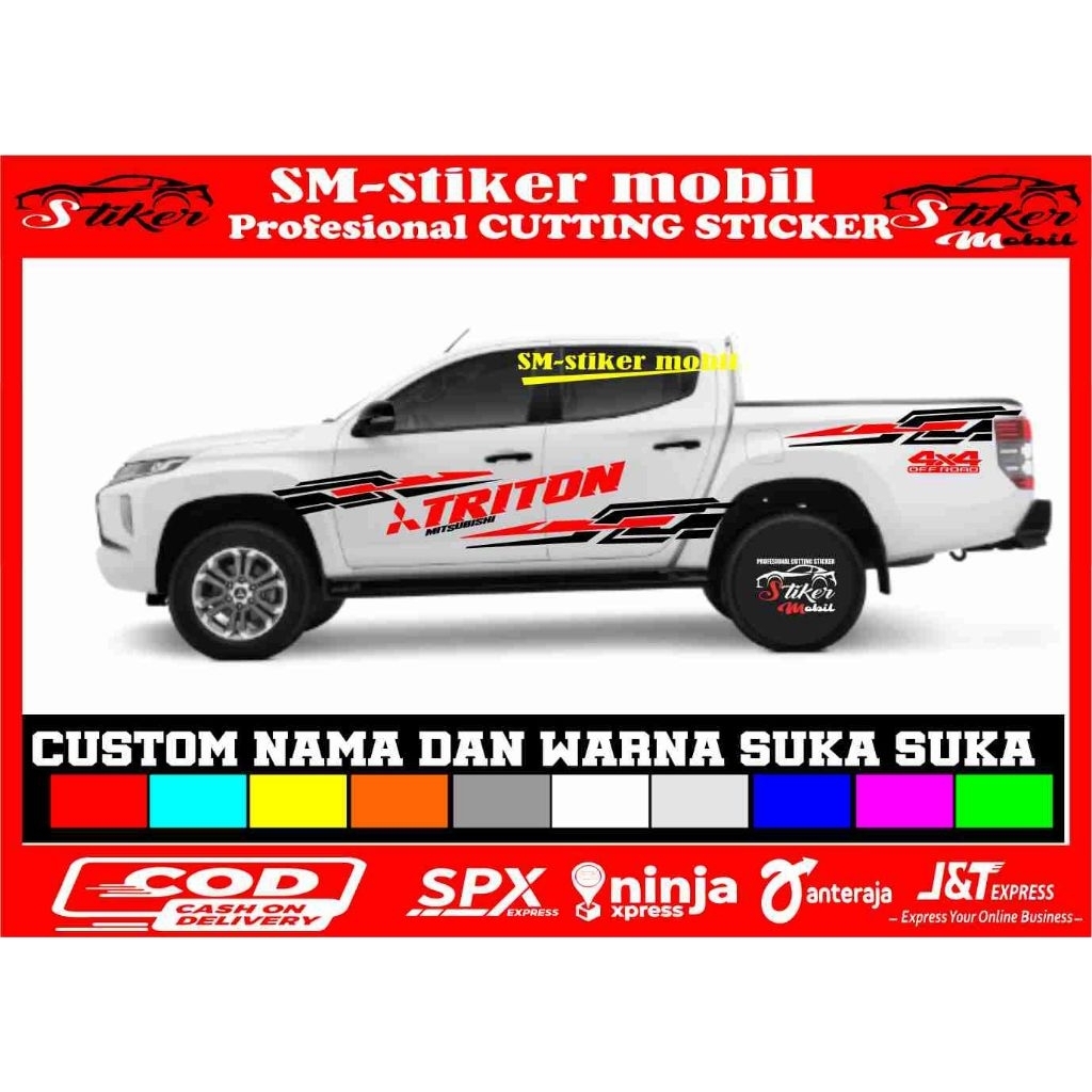 promo kanan kiri stiker mobil hilux single cabin Doble cabin stiker mobil hilux Triton Strada Navara