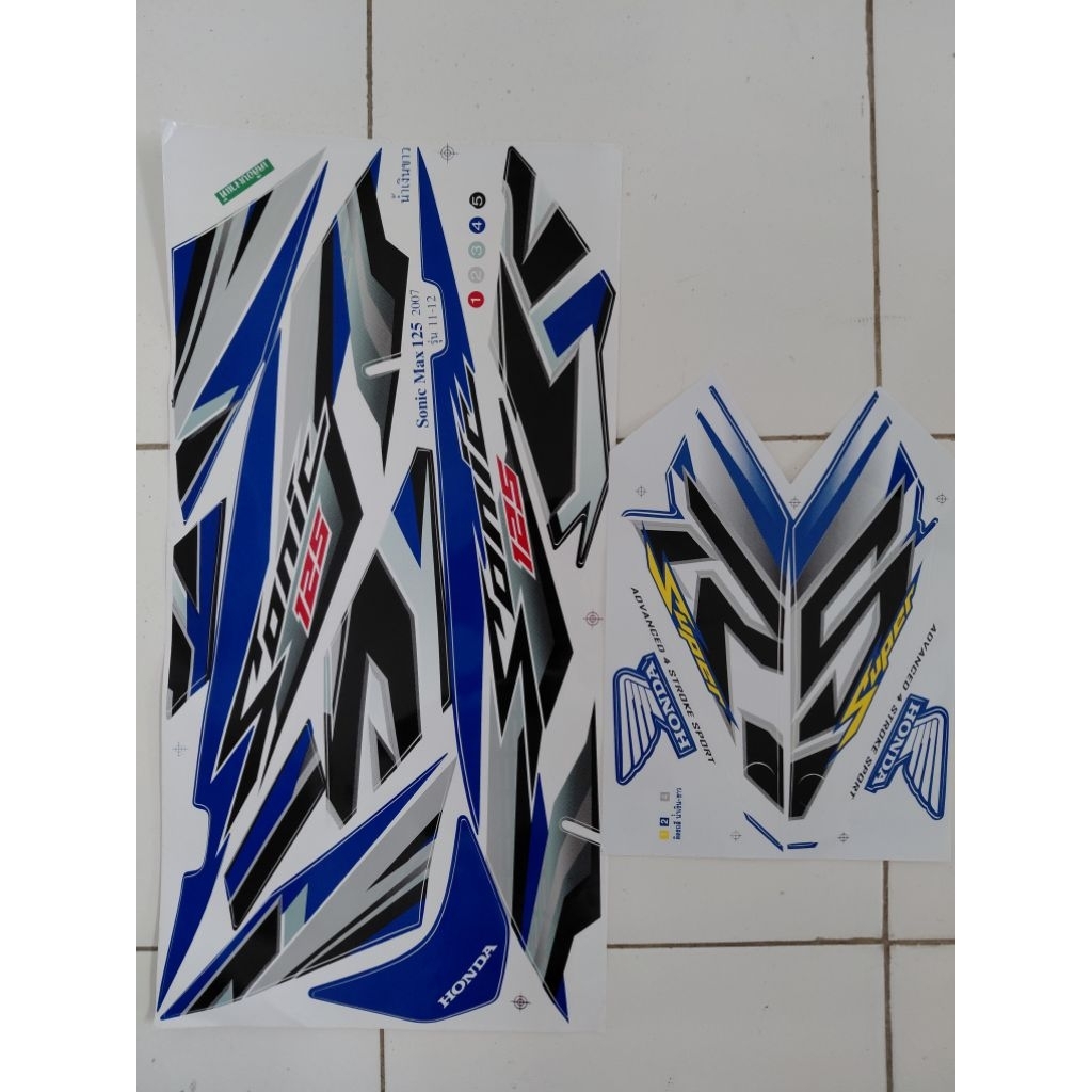 STRIPING STRIPES SET STIKER BODY HONDA NOVA SONIC 125 NEW 2007 BIRU PUTIH KODAK PAPER MADE IN THAILA