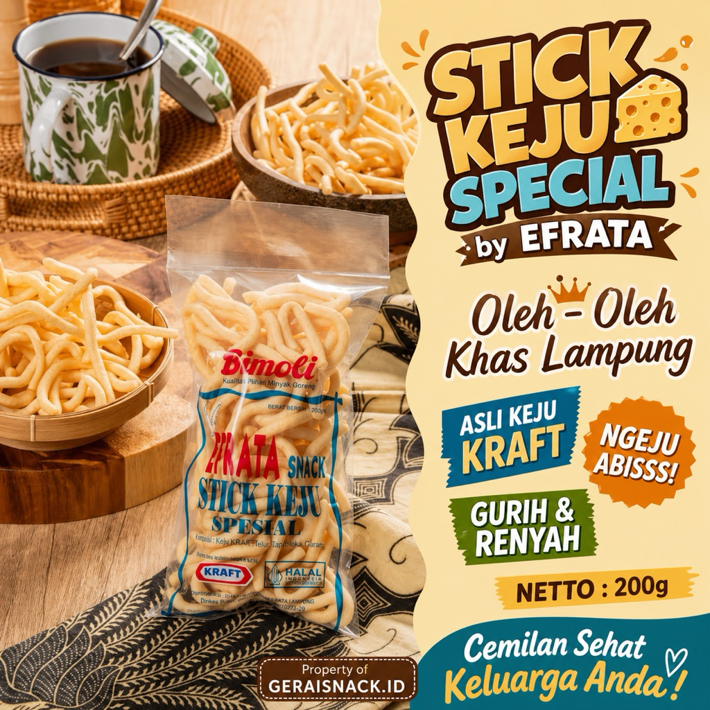 Stick Keju Efrata Special Keju Kraft Snack Keluarga Oleh Oleh Khas Lampung
