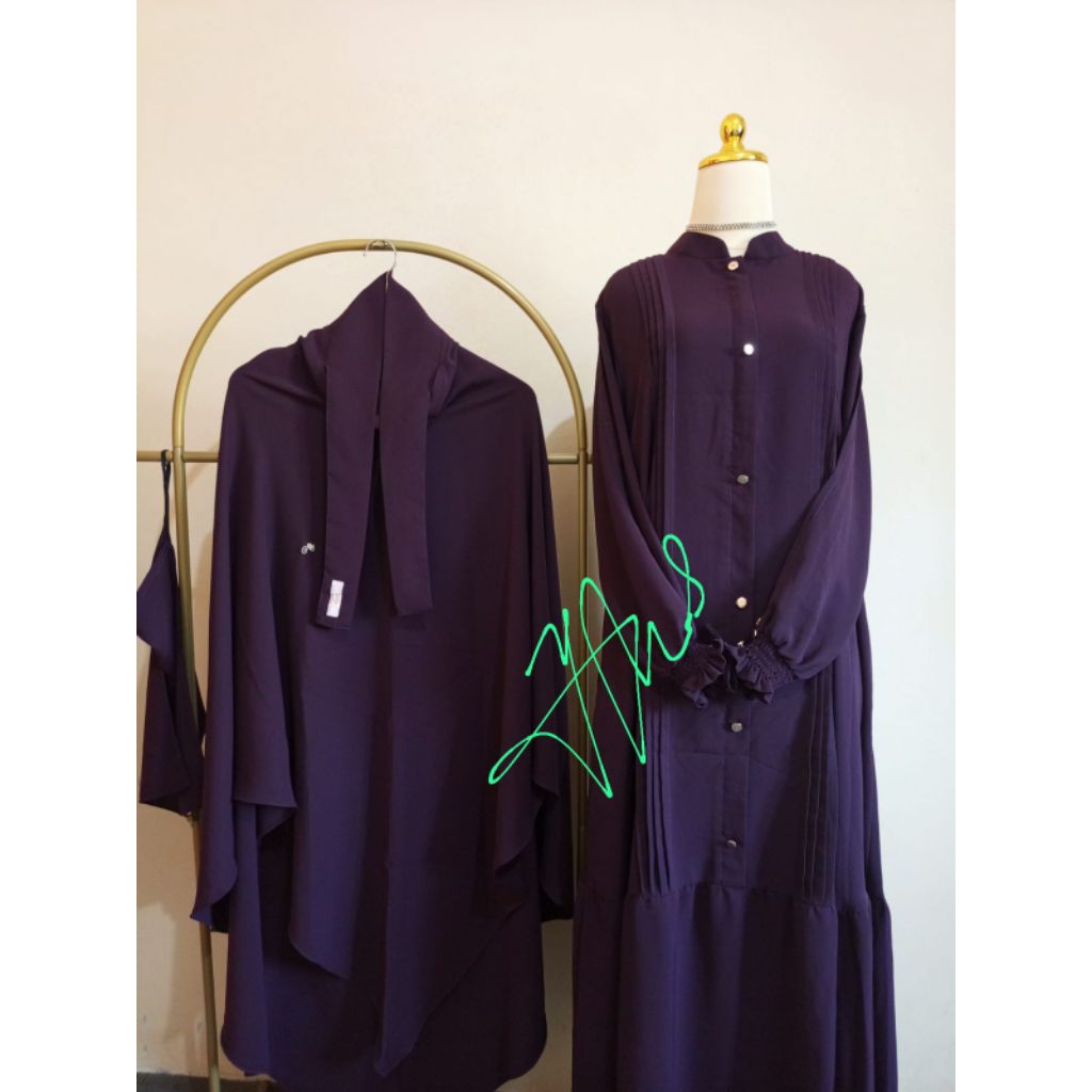 PL Mazaya Dark Plum S Set Khimar Basic Ala FK by Alfihuraiyah