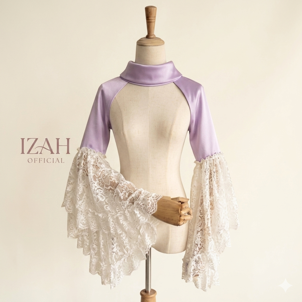 Izah Kemeja wanita lengan brukat putih outer bride ZH726