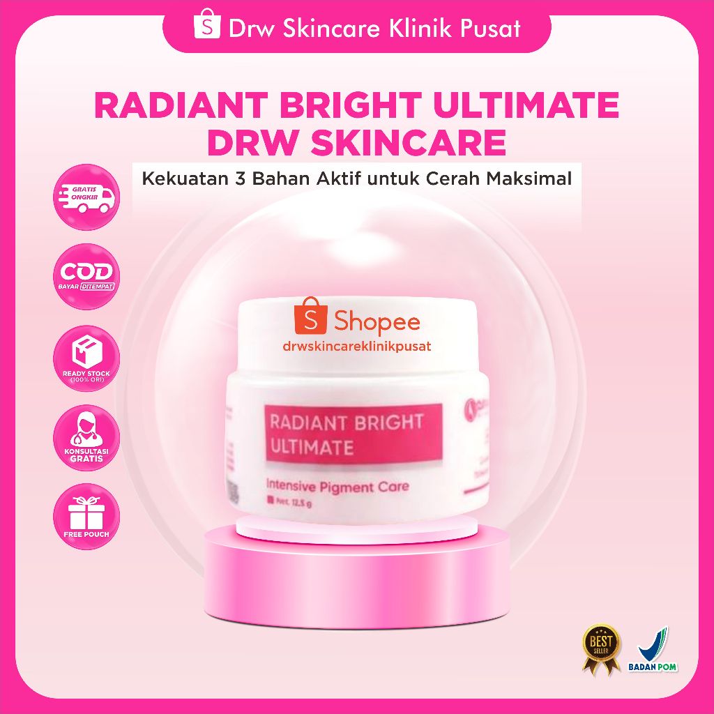 DRW Skincare Night Radiant Cream | Radiant Brightening Ultimate | Pelembab Malam untuk Wajah | Peraw