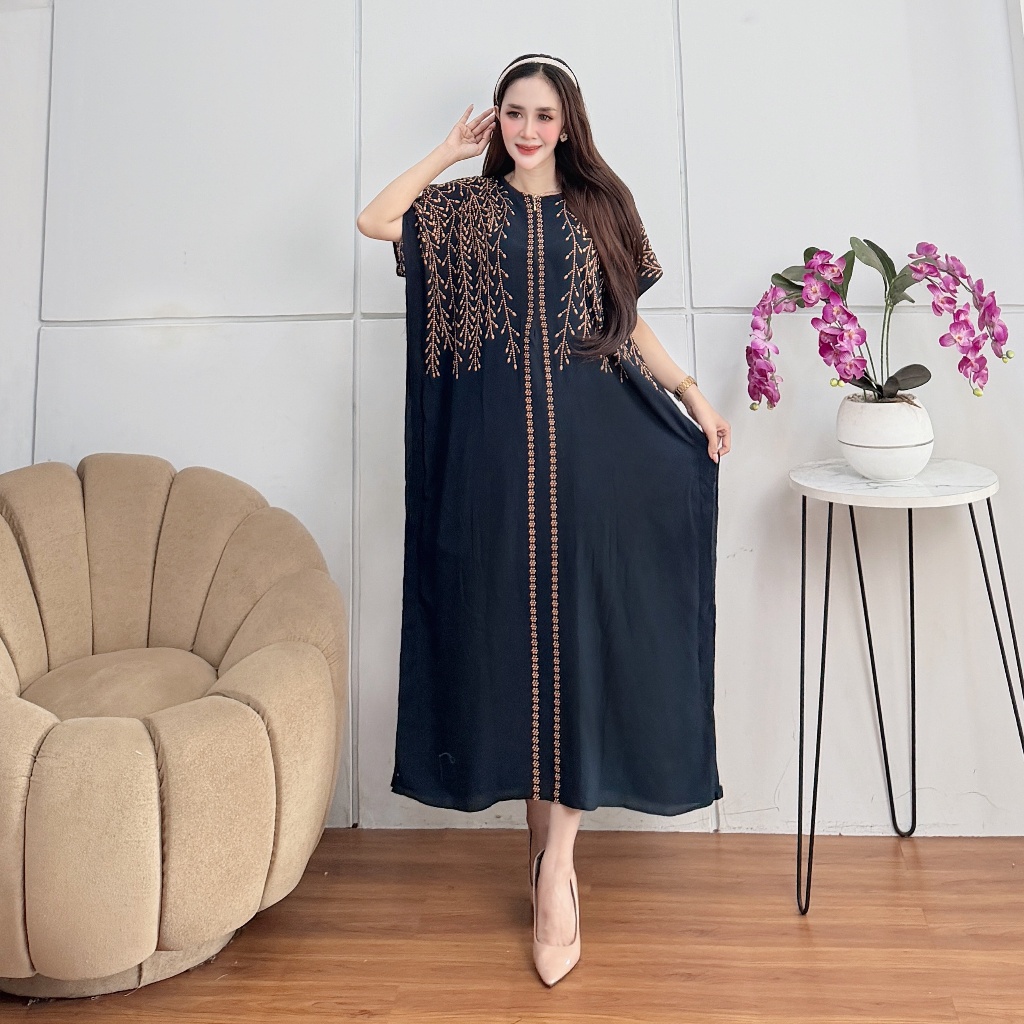 Daster Lowo Jumbo Rayon Premium Terbaru Busui Bumil Resleting Depan Motif Akar