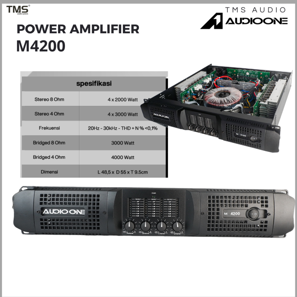 Amplifier Audio One M 4200 4CH | Power Ampli Lapangan Subwoofer Fullrange Besar I TMS