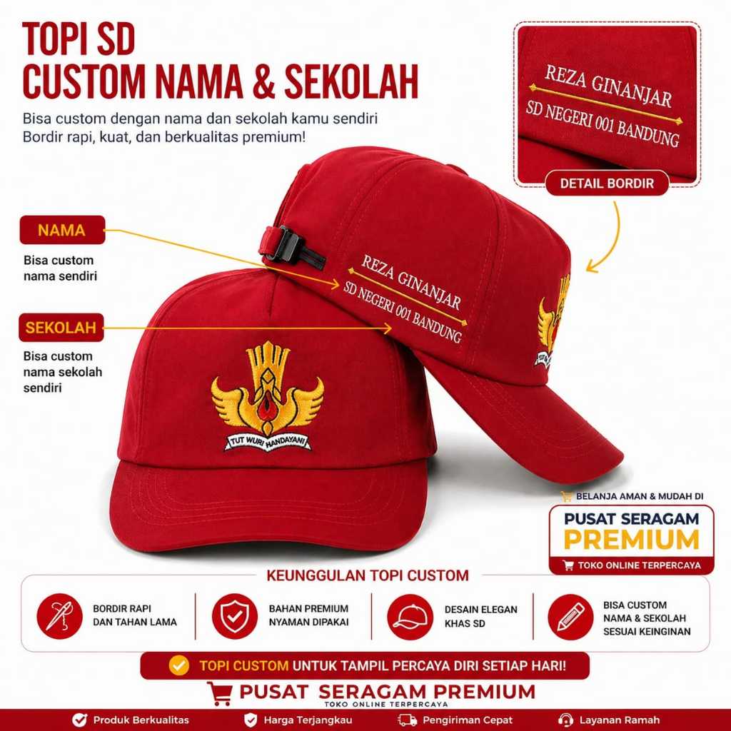 Topi SD Dengan Nama Sendiri