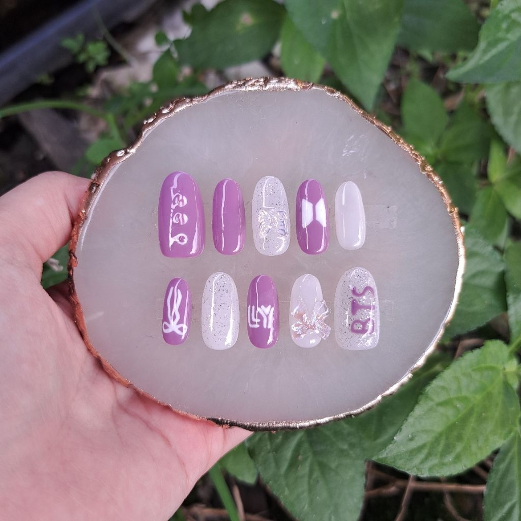 Kuku palsu Aa13 BTS ARIRANG Fake nail art Nails art bonus kikir + lem k084