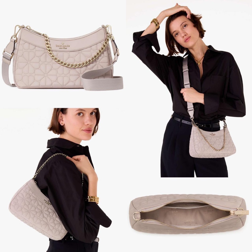 Tas Wanita Branded k s bag spade flower Quilted Fabric convertible shoulder/Crossbody 22-25 x 7 x t 