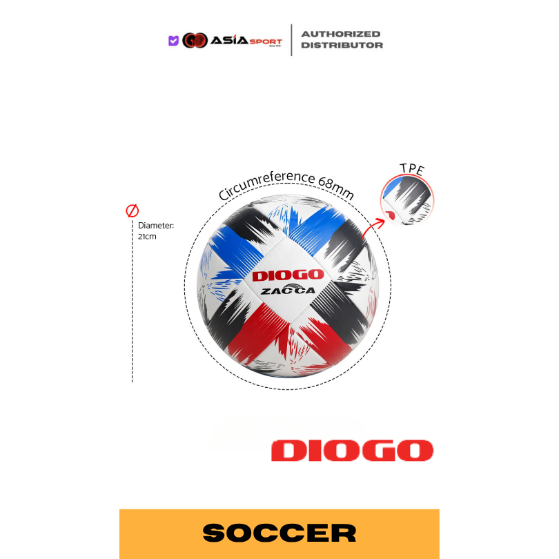Soccer Ball Diogo Zacca TPE | Sepak Bola | Bola Sepak Diogo Zacca Size 5