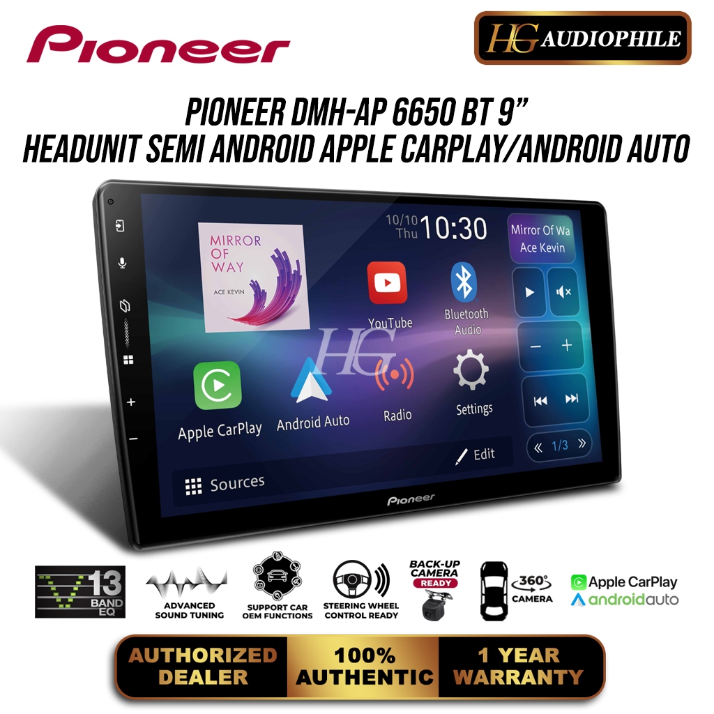 Pioneer DMH-AP6650BT Head Unit Semi Android 9" Inch Wireless CarPlay Android Auto