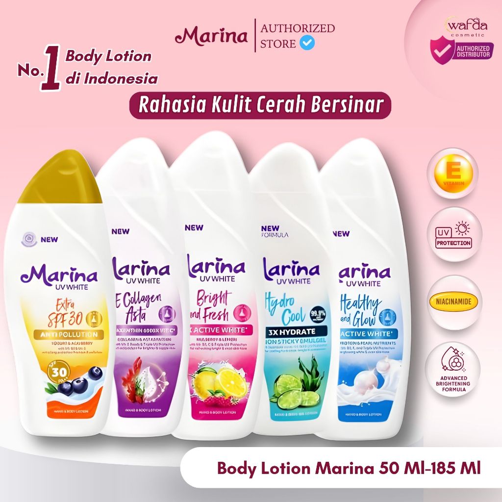 Marina Hand & Body Lotion UV White Natural 185 ml  & 50 ml- Body Lotion Extra 30 SPF
