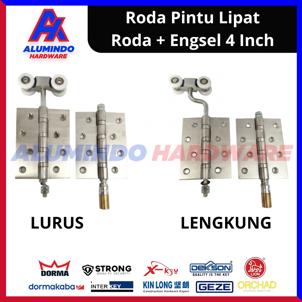 Roda Pintu Lipat Engsel Kupu Kupu 1 set Atas dan Bawah Roda Gantung