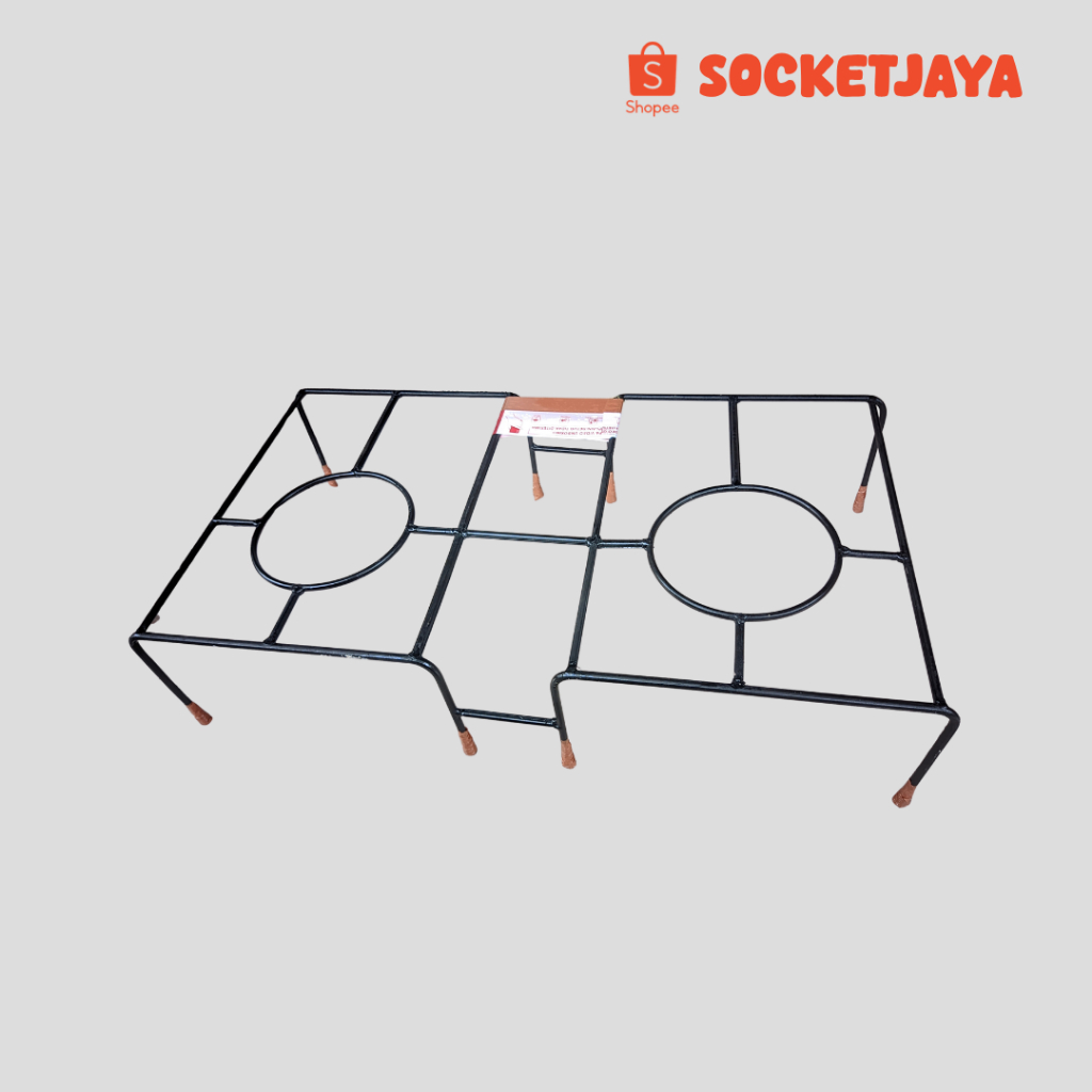 Tatakan Kompor Gas Behel Double Jumbo 70x40x22 cm Dudukan Panci Dua Tungku Tinggi Besi Tebal Rak Dap