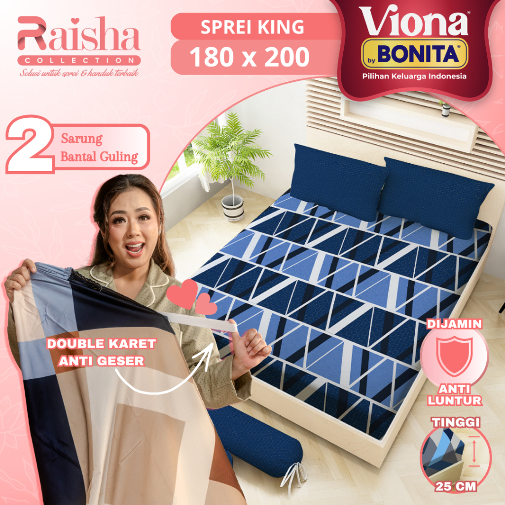 RC Sprei Bonita Viona King Size 180x200cm Tinggi 25cm Double Karet