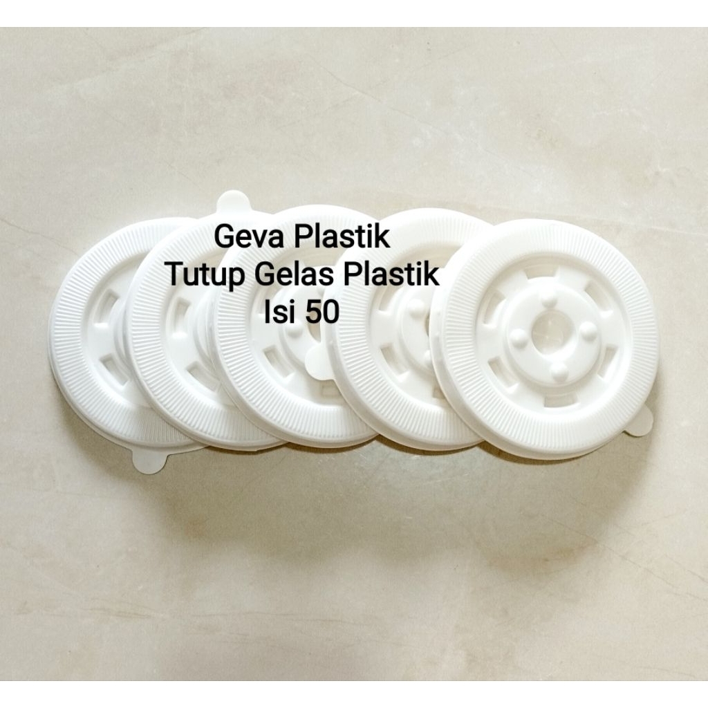 1 Pak ( 50 Buah) Tutup Gelas Plastik Cup Datar Tutup Gelas Plastik Serbaguna Praktis dan Ekonomis