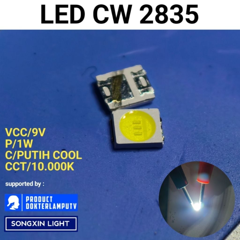 LED SMD 2835 SUPER PUTIH BERSIH 9V 1W 7500K