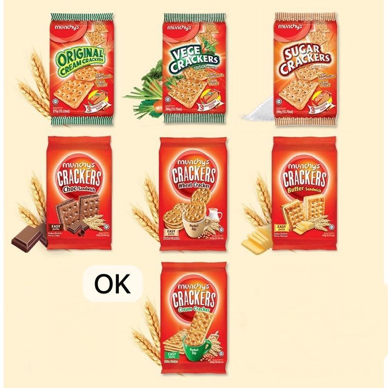 OK042 Biskut MUNCHY'S Crackers 372gr / Cookies Roti Jagung Tawar Manis / Biskut Crackers Import