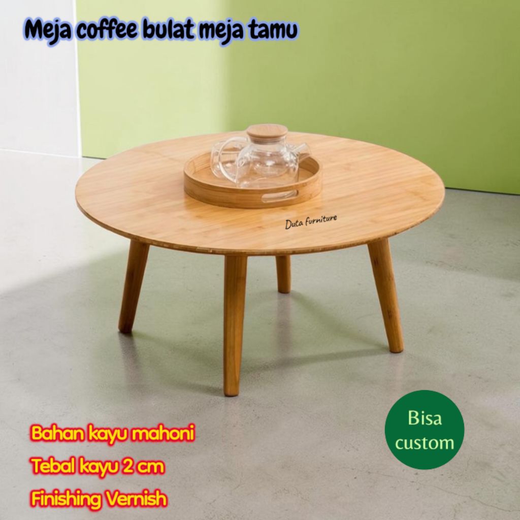 Meja Bulat Minimalis Lesehan – Coffee Table Bundar Estetik untuk Ruang Tamu