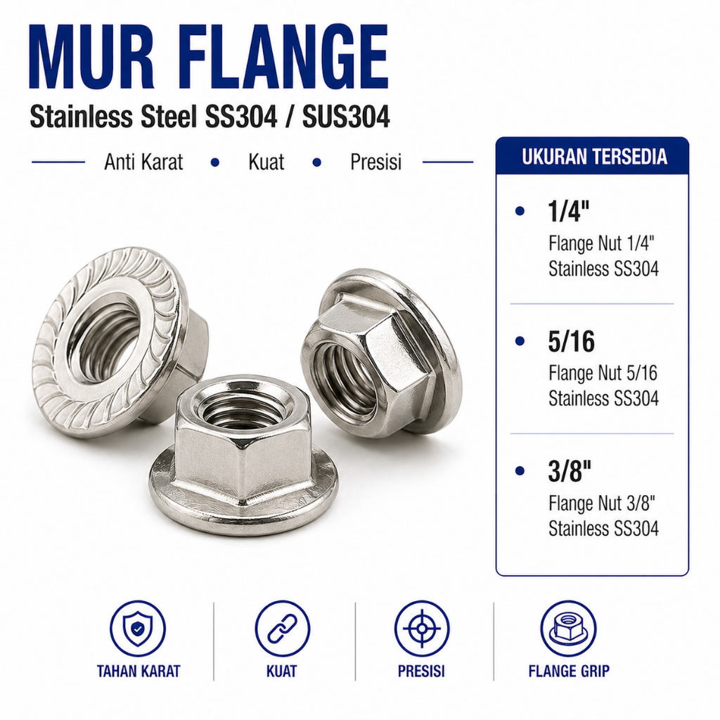 Mur Flange 1/4" / Flange Nut 1/4" Stainless SS304