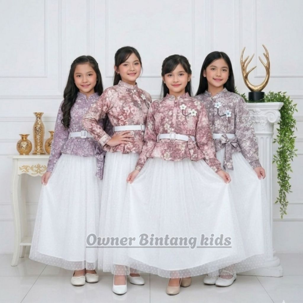 Arumi Gamis Anak Rompi Bahan Fukuro Motif Mix Brukat Farian + Belt Cantik Anak Perempuan Usia 3 - 10