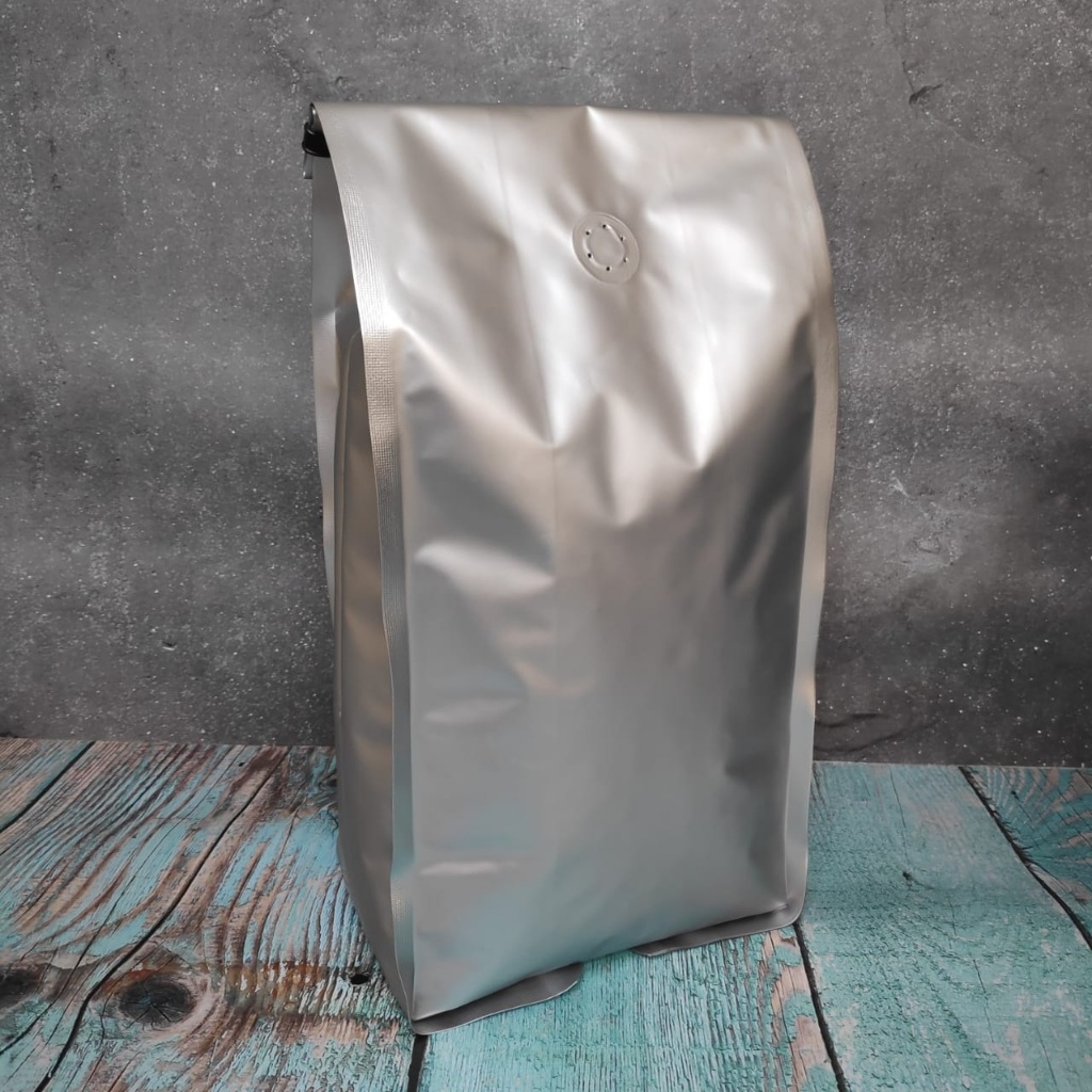 Kemasan Gusset Quadseal Silver 1 KG | Kemasan Kopi 1000GR Gusset Alumunium