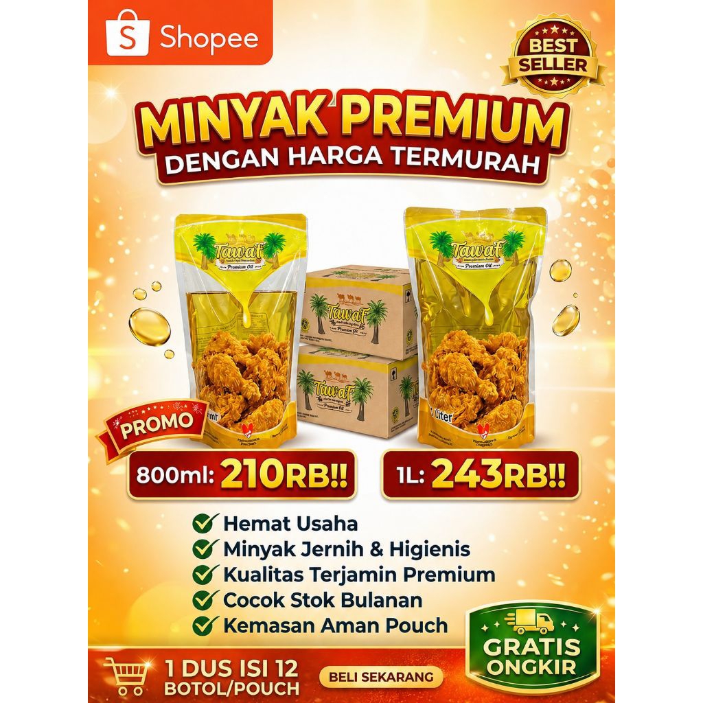minyak goreng murah Tawaf 800ml&1Liter isi 12pcs per dus