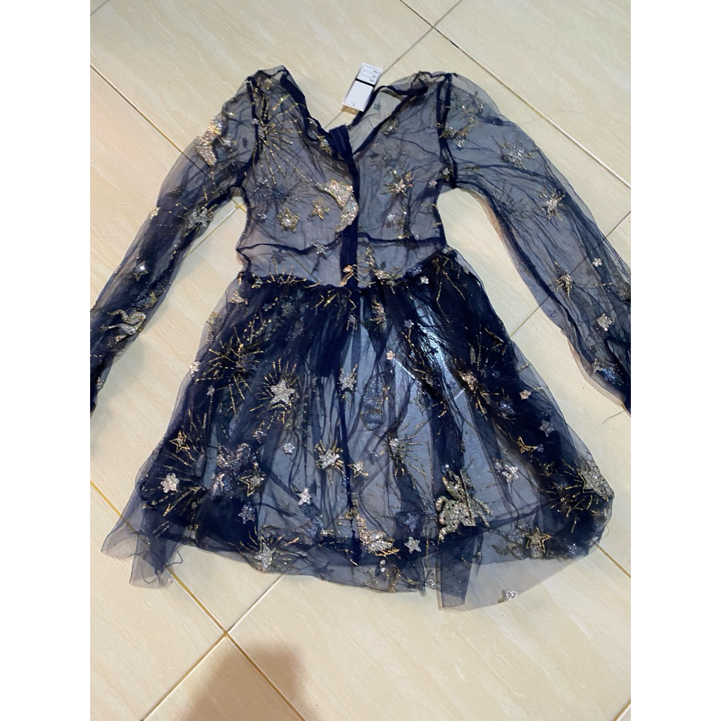 DRESS BRUKAT NAVY Bintang dress kondangan murah dress pesta navy biru