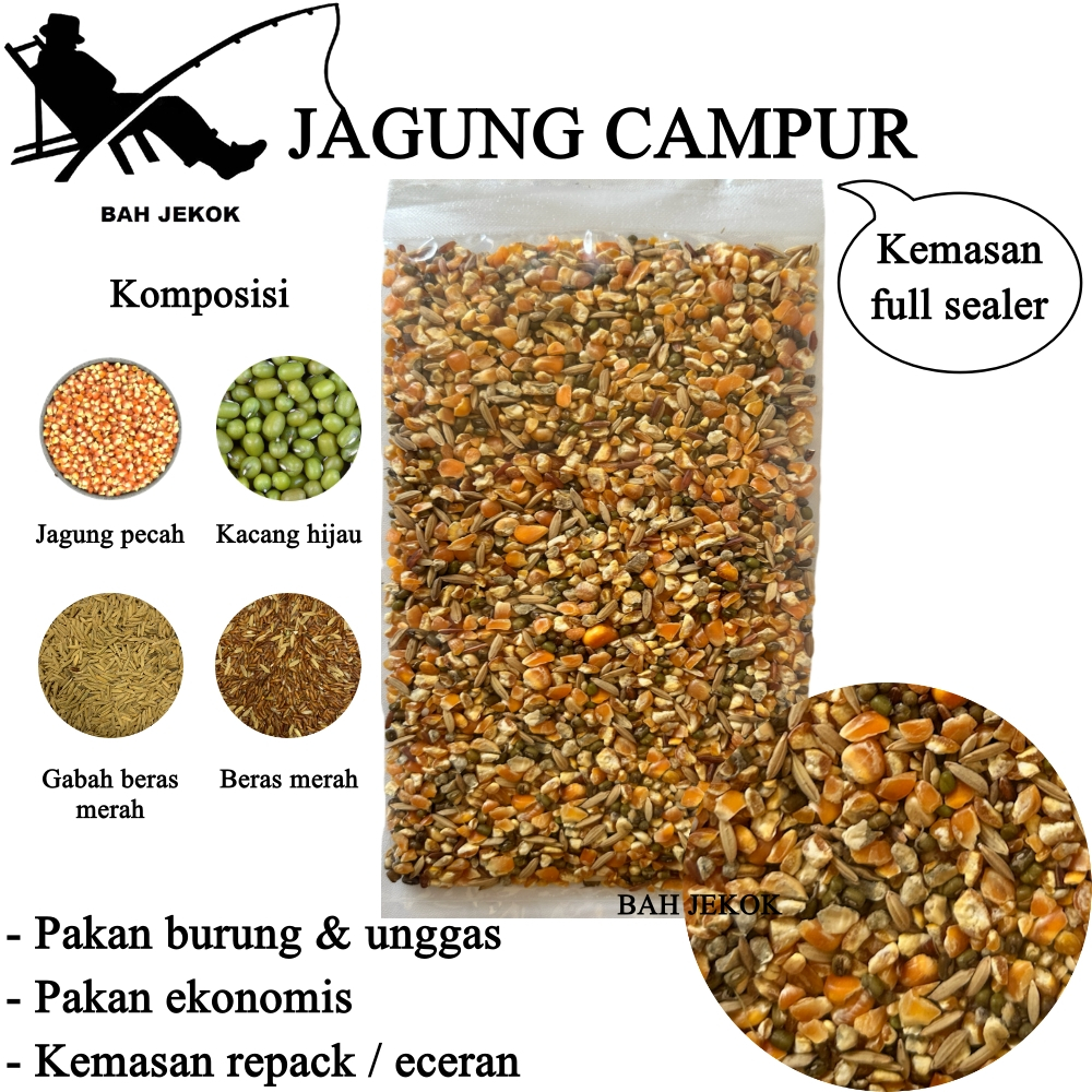 Jagung campur untuk pakan ayam Bangkok Petelur Pedaging Kampung Aduan Broiler dll (500gr).