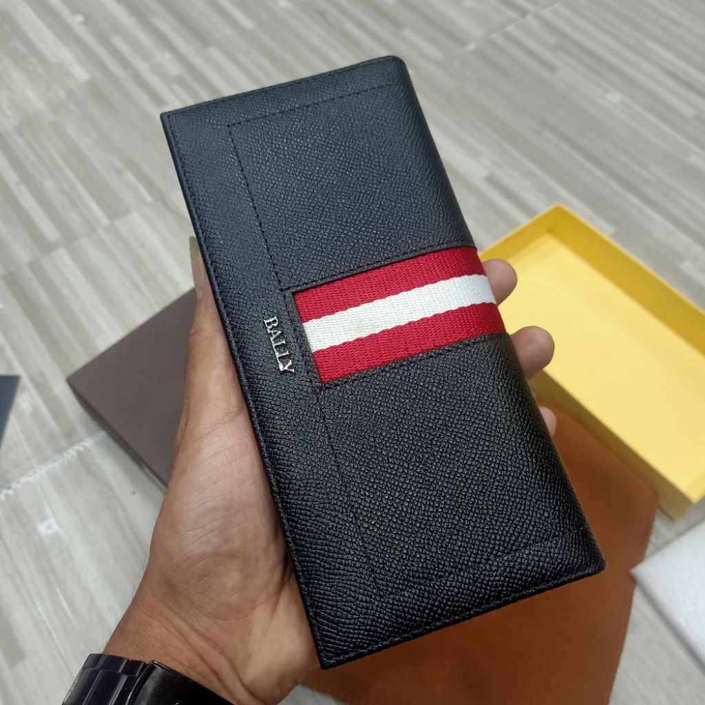 dompet panjang Bally black dompet lipat kulit