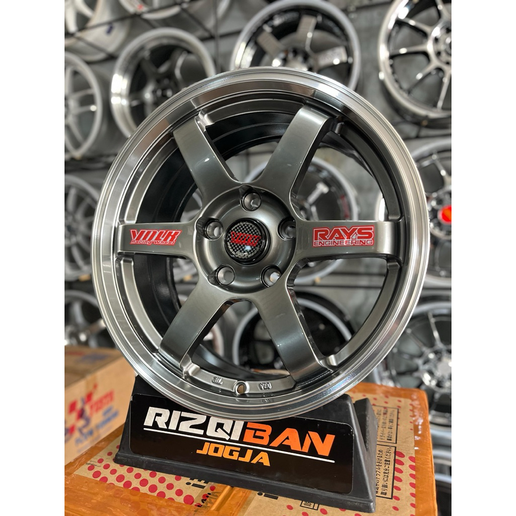 velg te37 r16 hyper black lip polish pcd 5x114 kondisi baru