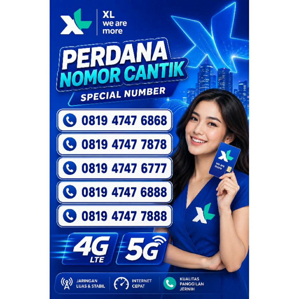 PERDANA XL NOMOR CANTIK ABAB CDCD 4747 6868 7878 6777 777 6888 7888 888