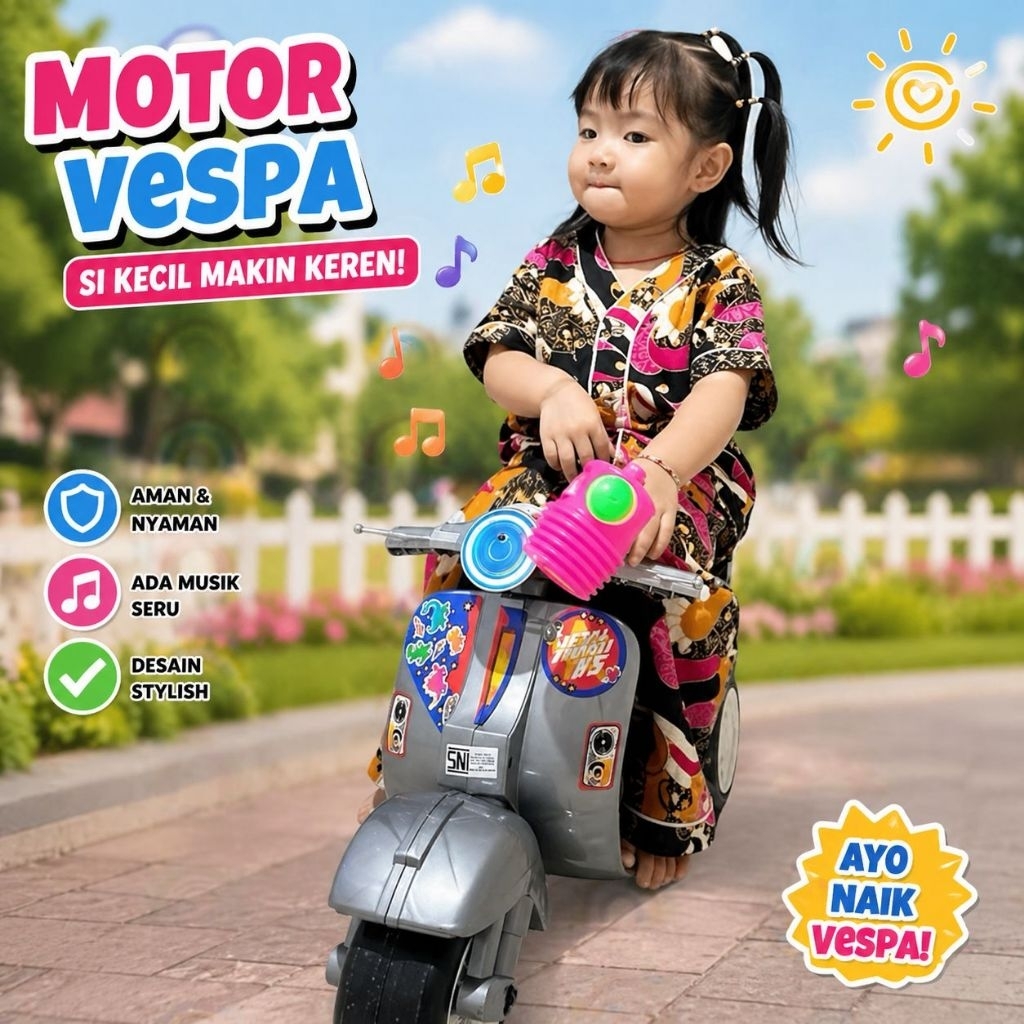 Mainan Vespa Anak Music Led vespa