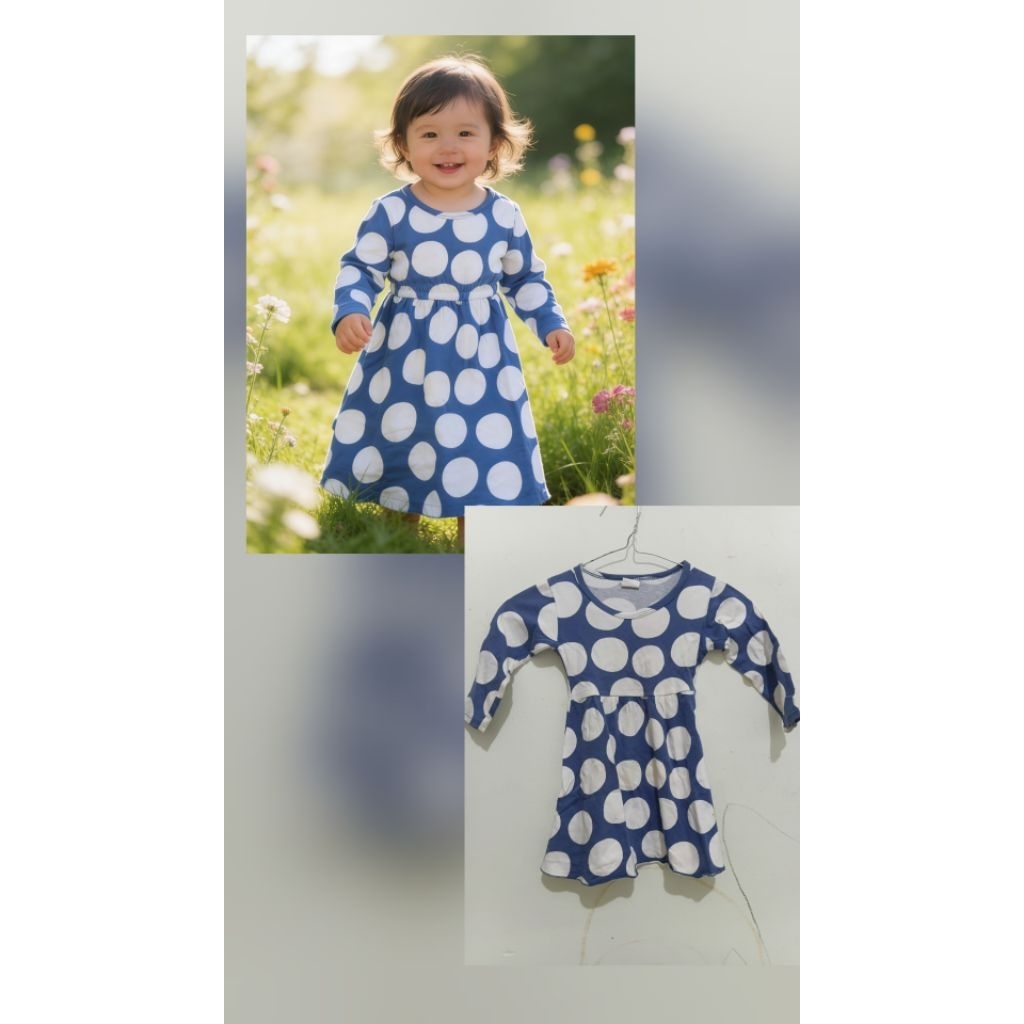 Preloved gamis anak 1-2 tahun atau lebih Polkadot