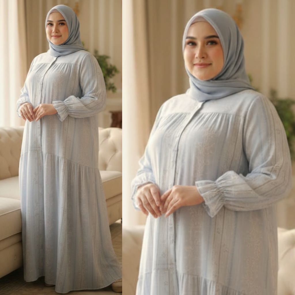 Gamis Jumbo Wanita Busui XXL XXXL XXXXL LD 120 130 140 Dress Muslim Big Size Kekinian