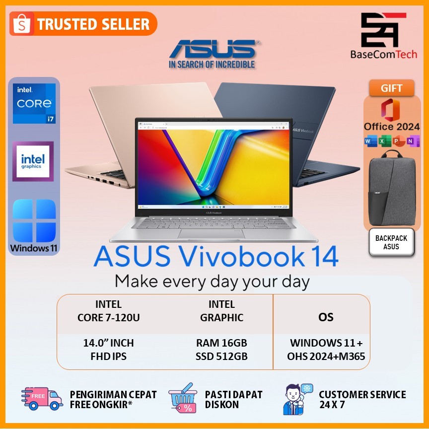 ASUS VivoBook 14 Series i3 i5 i7 Gen 13 16GB/512GB 14.0 inci FHD IPS