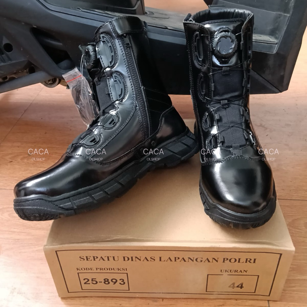 ORIGINAL JATAH Sepatu PDL Polri Tali Putar Original Leather - Sepatu Dinas Lapangan Polisi Kulit Kil