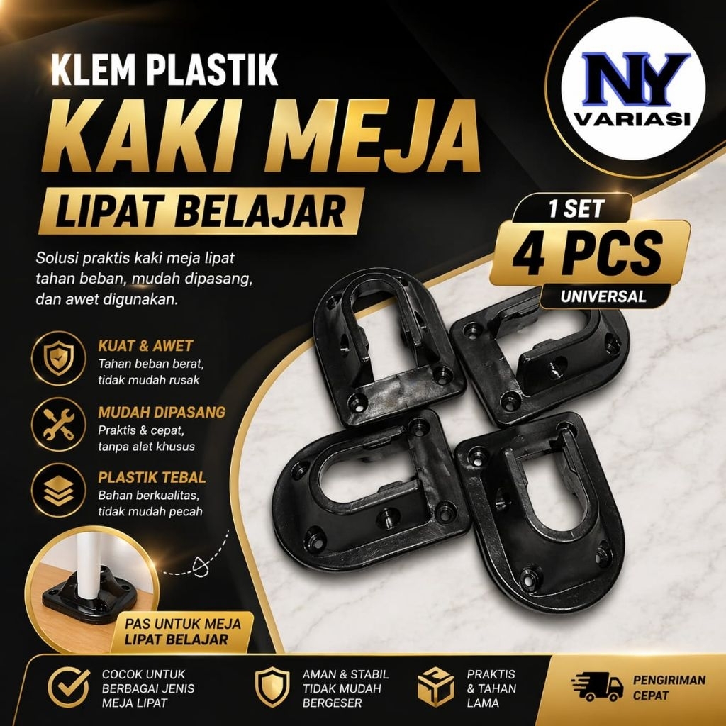 Klem Meja Belajar Lipat Plastik Kuat 4 Pcs