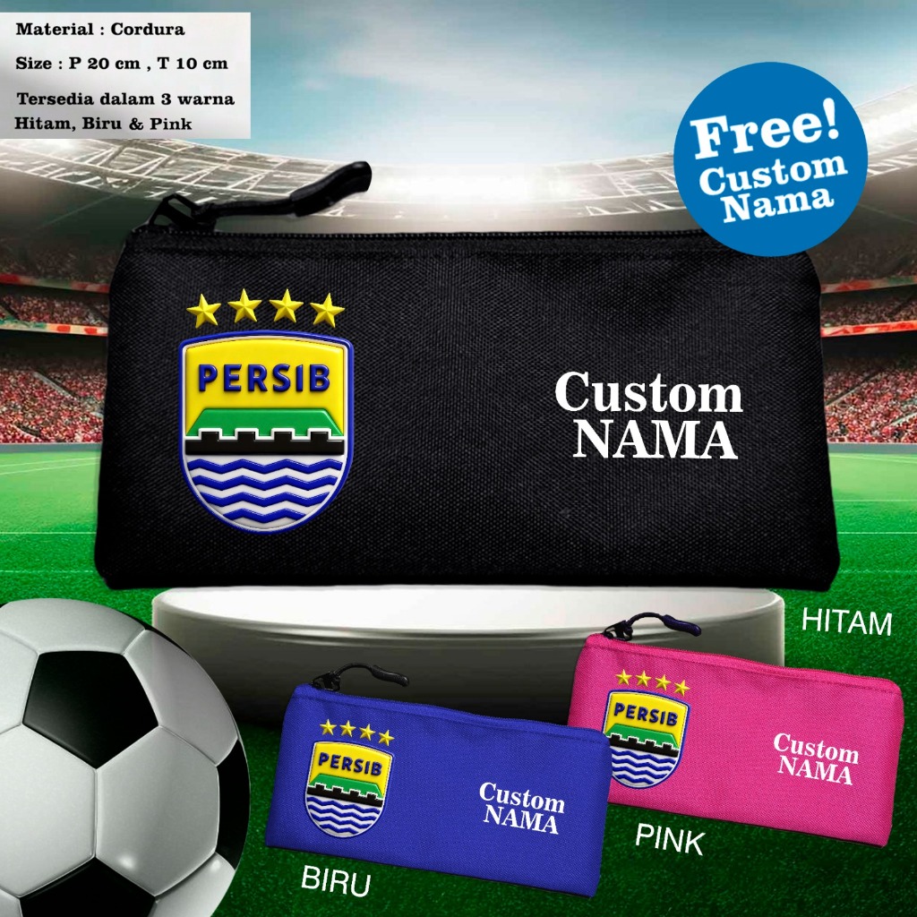 Tempat Pensil ATK Anak Motif Klub Sepak Bola Liga 1 BRI Indonesia - Free Custom Nama
