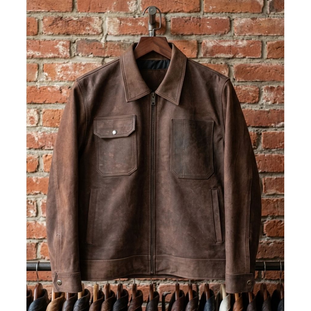 jaket kulit detroit trucker doff