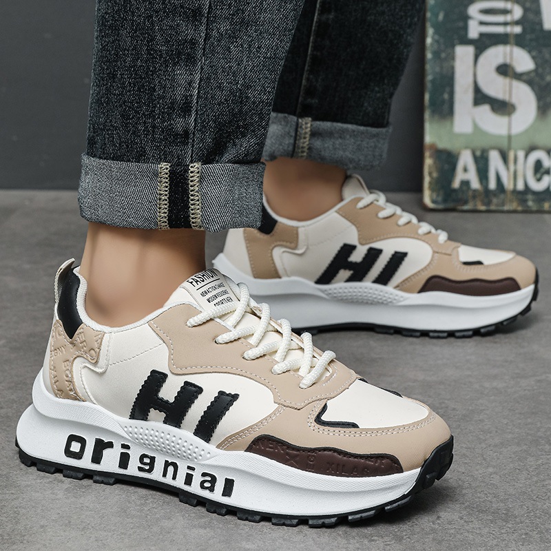 Sepatu Sneakers Pria Wanita Chunky Runner Logo IH Bold Casual Sporty Tren 2025 Multi Panel Sol Tebal