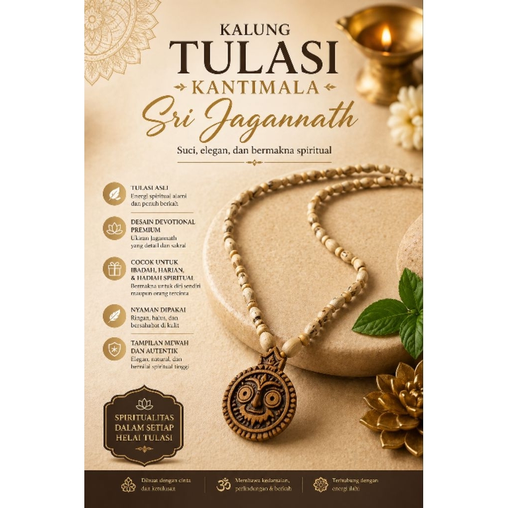 kalung tulasi kantimala dengan liontin Jagannath Narasimha Face