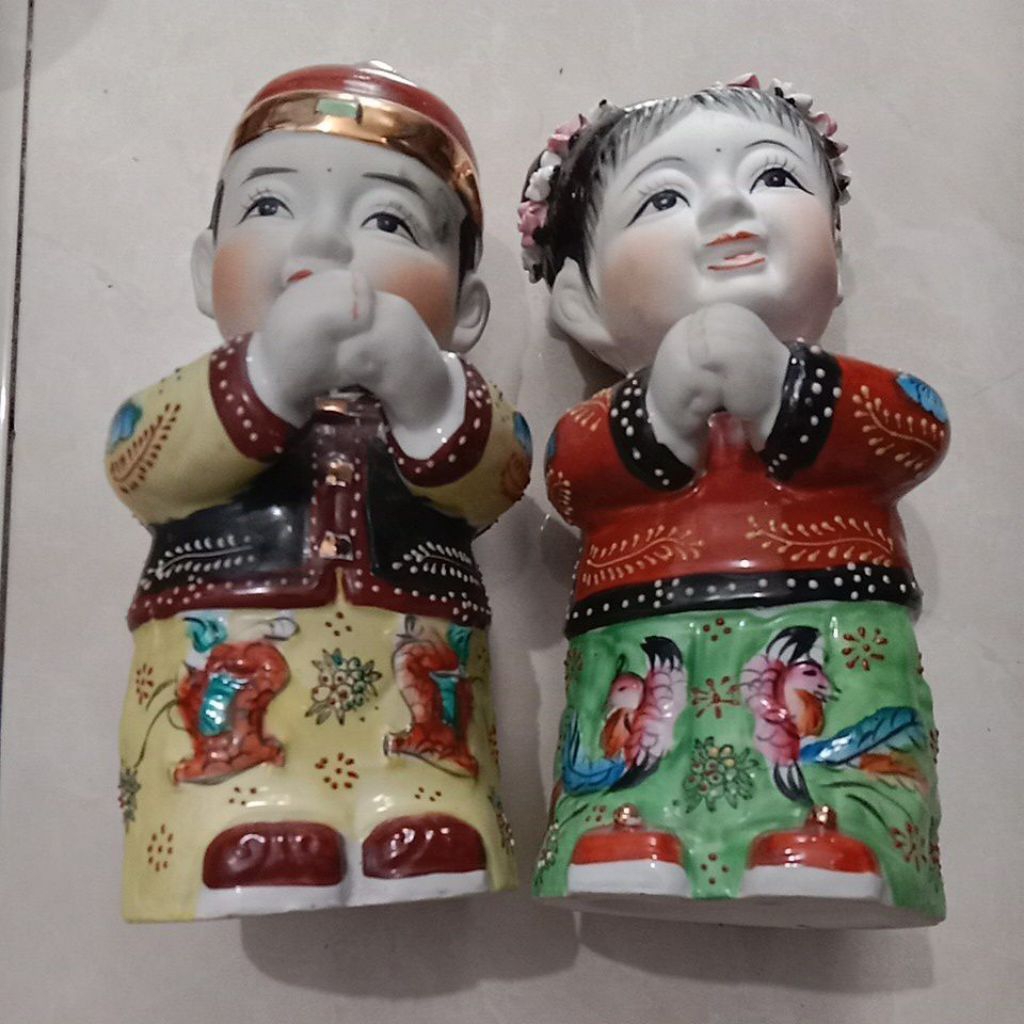 patung keramik tradisional China  set pria wanita